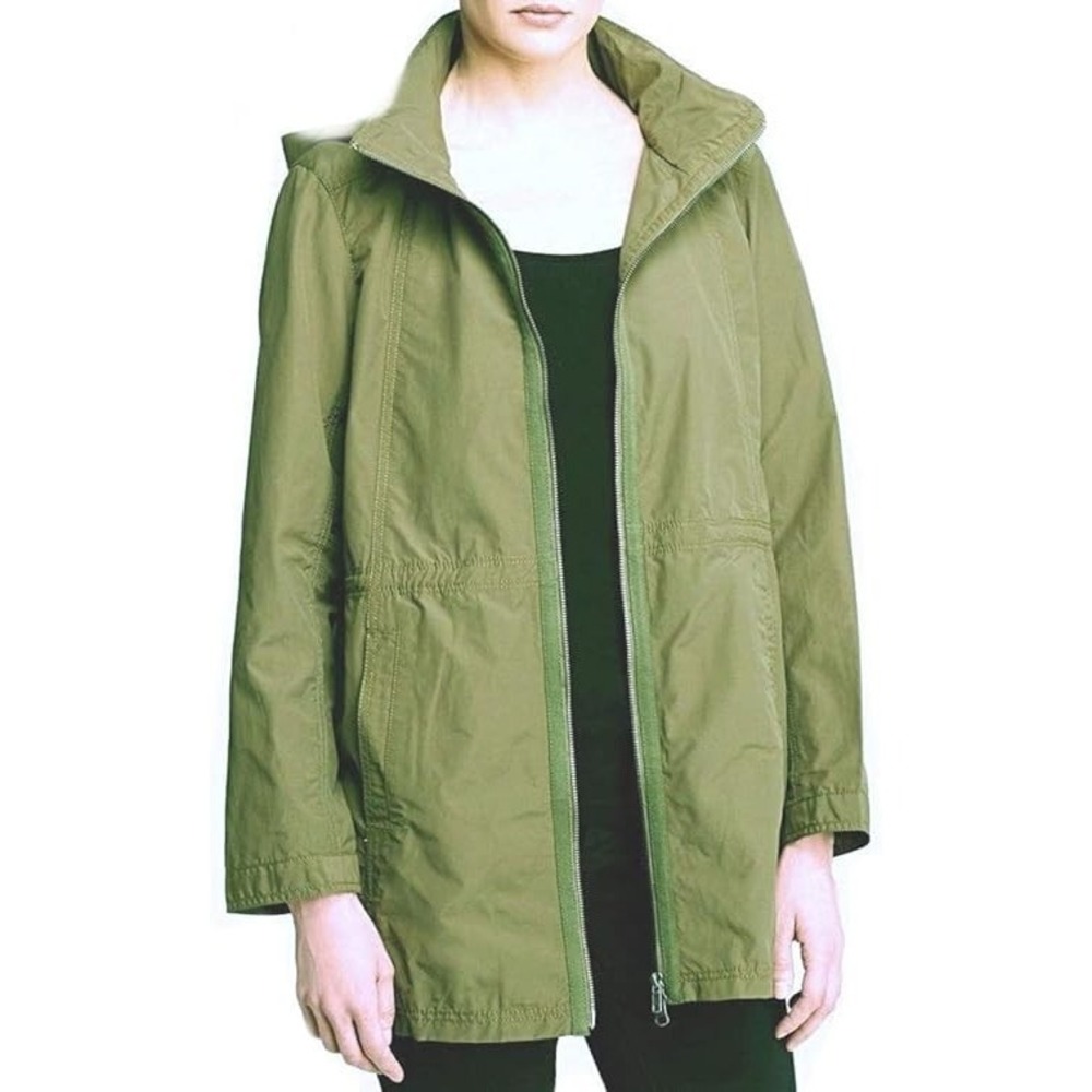 Eileen Fisher Jacket Women's XS Olive‎ Organic Cotton Full Zip Weather Resistant